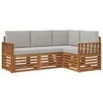 vidaXL Ensemble de canapés d'extérieur 4 pc Gris Naturel et Clair