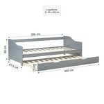 Lit gigogne 90x200 2 matelas bois gris