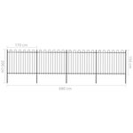 vidaXL Clôture de jardin avec dessus en cerceau Acier 6 8 x 1 5 m Noir
