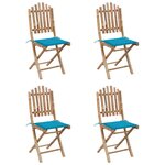 vidaXL Mobilier à dîner d'extérieur pliable 5 Pièces avec coussins bambou