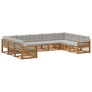 vidaXL Ensemble de canapés d'extérieur 9 pc Naturel et gris clair