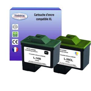 Cartouche compatible Lexmark 16 + 26 pour Lexmark X1290, X2200, X2230, X2240, X2250, X72, X74, X75 PrinTrio - T3AZUR