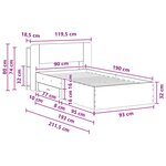 vidaXL Cadre de lit avec rangement Sonoma gris 90 x 190 cm