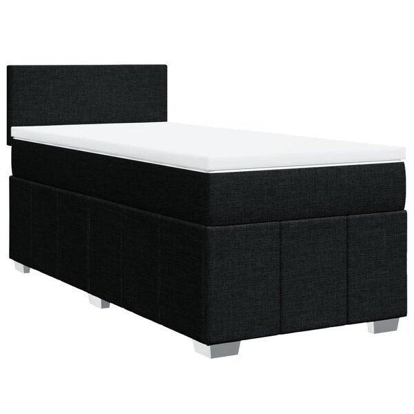 vidaXL Sommier à lattes de lit avec matelas Noir 90x200 cm Tissu