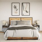 vidaXL Tables de chevet murales avec lumières LED 2 Pièces sonoma gris