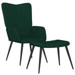 vidaXL Chaise de relaxation avec tabouret Vert foncé Velours