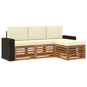 vidaXL Ensemble de canapés d'extérieur 4 pc Naturel et Crème