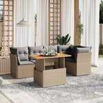 vidaXL Salon de jardin avec coussins 5 Pièces beige résine tressée