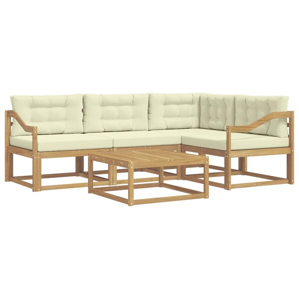 vidaXL Ensemble de canapés d'extérieur 5 pc Blanc et crème Polyester