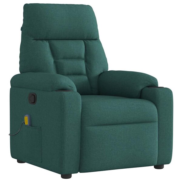 vidaXL Fauteuil de massage inclinable Vert foncé Tissu