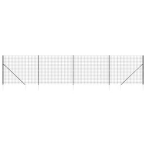 vidaXL Clôture en treillis métallique et ancrage anthracite 2x10 m