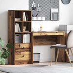 vidaXL Bureau avec rangement 2 Pièces Bois Ancien 90 x 40 x 76 cm