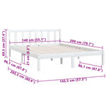 vidaXL Cadre de lit sans matelas blanc bois massif 140x200 cm
