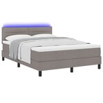 vidaXL Lit à ressorts avec matelas avec LED Taupe 140 x 190 cm tissu