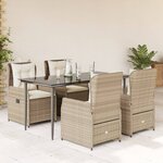 vidaXL Ensemble à manger de jardin avec coussins 5Pièces Beige poly rotin