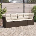 vidaXL Salon de jardin 4 Pièces avec coussins marron résine tressée