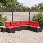 vidaXL Ensemble de canapé de jardin 8 Pièces Marron Poly rotin