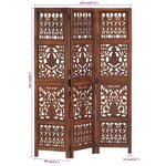 vidaXL Cloison de séparation 3 panneaux Marron 120x165cm Bois manguier