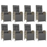 vidaXL Ensemble à manger de jardin 9 Pièces coussins gris résine tressée