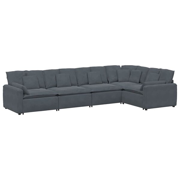 vidaXL Canapé modulaire avec coussins en velours gris foncé