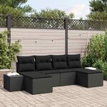 vidaXL Ensemble de canapé de jardin 6 Pièces Noir 184 x 62 x 85 cm