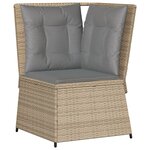 vidaXL Canapé d'angle de jardin avec coussins beige résine tressée