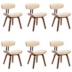 vidaXL Chaises à manger lot de 6 crème bois courbé et similicuir