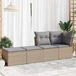 vidaXL Salon de jardin avec coussins 2 Pièces beige résine tressée acacia