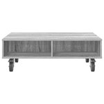 vidaXL Table d'appoint avec roues Gris Sonoma 90 x 50 x 30 cm