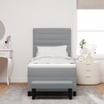 vidaXL Lit Box Spring avec Matelas & Banc Gris Clair 100x200 cm Tissu