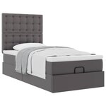 VidaXL Lit ottoman avec matelas gris 100x200 cm similicuir