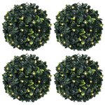vidaXL Boules de buis artificielles avec lumières LED 4 Pièces vert 12 cm