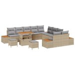 Ensemble de Canapés 13 pièces avec Housses Beige en Rattan Poly Acacia