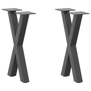 vidaXL Pieds de table basse en forme de X  2 pièces  anthracite  28 x (42-43) cm  acier
