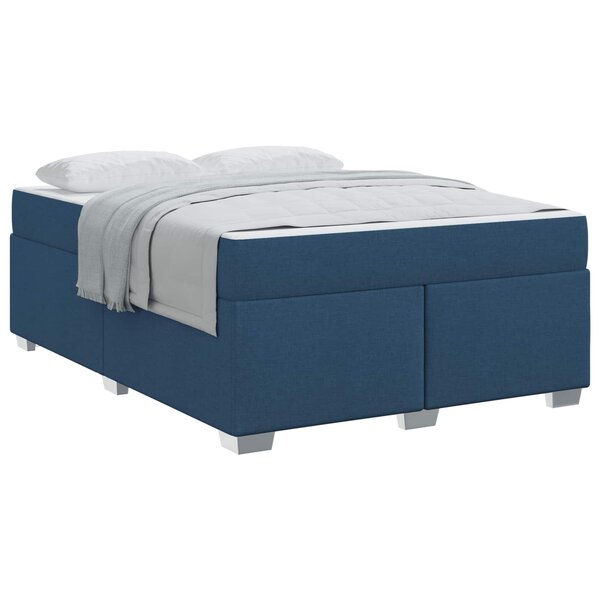 vidaXL Cadre de lit avec matelas Bleu 160 x 200 cm tissu