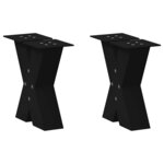 vidaXL Pieds de table basse en forme de X  2 pièces  noir  30 x (30-31) cm  acier