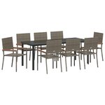 vidaXL Ensemble de salle à manger pour jardin 9 Pièces Gris polyrotin