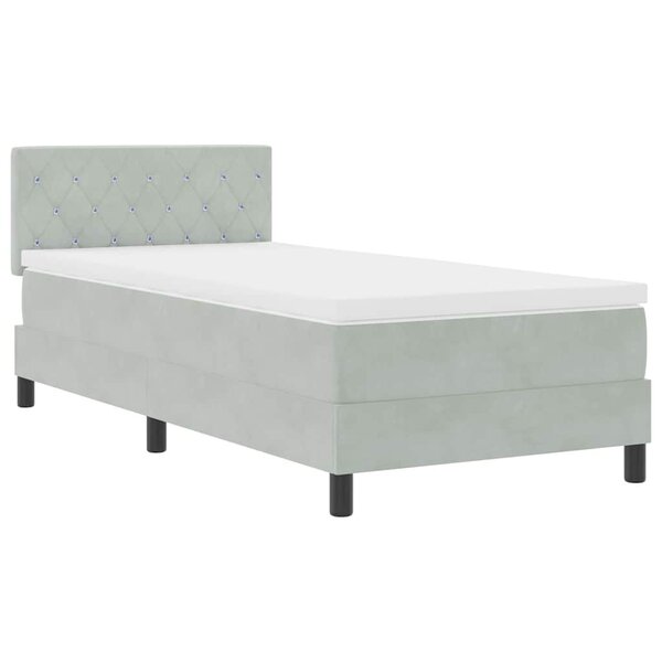 vidaXL Lit à ressort LED avec matelas Gris clair 90 x 200 cm Velours