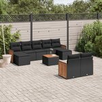 vidaXL Salon de jardin 10 Pièces avec coussins noir résine tressée