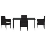 vidaXL Ensemble de repas de jardin de 5 pièces avec coussins en noir poly rotin