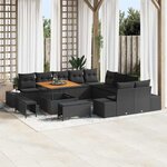 vidaXL Ensemble de canapé de jardin 13 Pièces Noir Poly rotin
