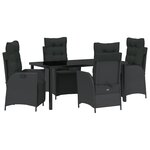 vidaXL Ensemble de salle à manger de jardin de 5 pièces en rattan poly noir