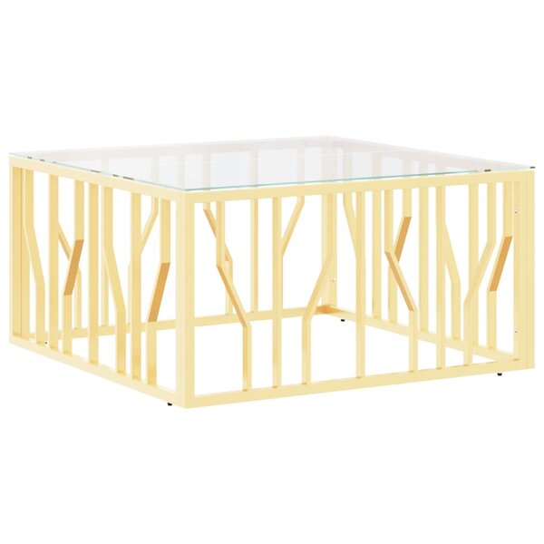 vidaXL Table basse doré 80x80x40 cm acier inoxydable et verre