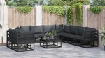 vidaXL Ensemble de canapé de jardin avec coussin 9 Pièces Noir Aluminium