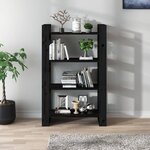 vidaXL Bibliothèque/Séparateur de pièce Noir 80x35x125 cm Pin massif