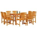 vidaXL Ensemble de salle à manger pour jardin 9 Pièces Marron