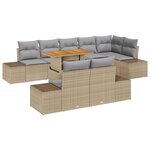 vidaXL Ensemble de salle à manger de jardin 9 pièces avec coussins beige en poly rattan et acacia