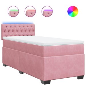 vidaXL Sommier à lattes de lit avec matelas Rose 90x190 cm Velours