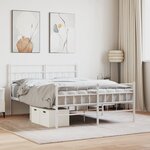 vidaXL Cadre de lit métal avec tête de lit/pied de lit blanc 120x190cm