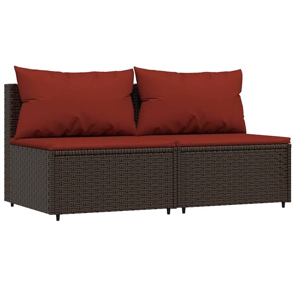 vidaXL Canapés centraux de jardin coussins 2Pièces marron résine tressée